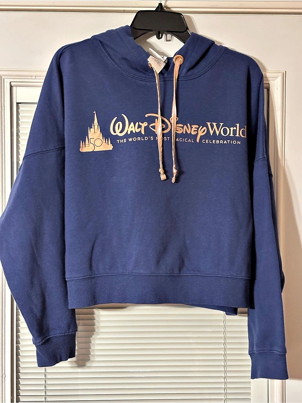 Disney Walt Disney World 50th Anniversary Castle Cropped Hooded Sweatshirt Walt